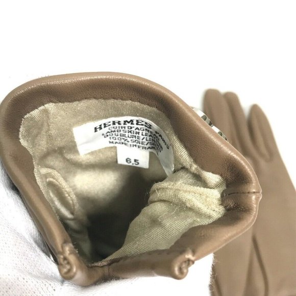 Auth HERMES heart Dream love Glove gloves Lamb leather Gray Based - Picture 6 of 9